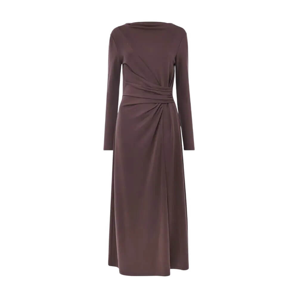 Whistles Chocolate Ruched Detail Midi Dress